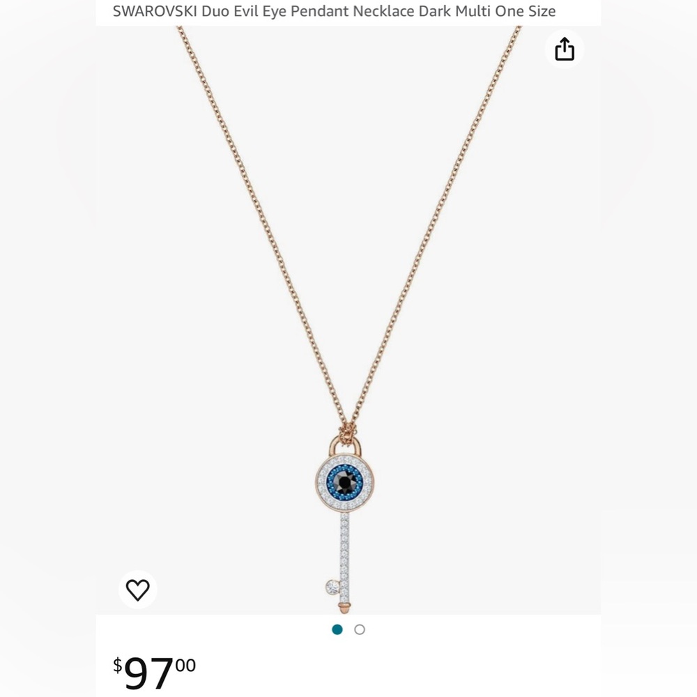 Swarovski Symbolic necklace
Evil eye and key, Blue, Rose gold-tone plated